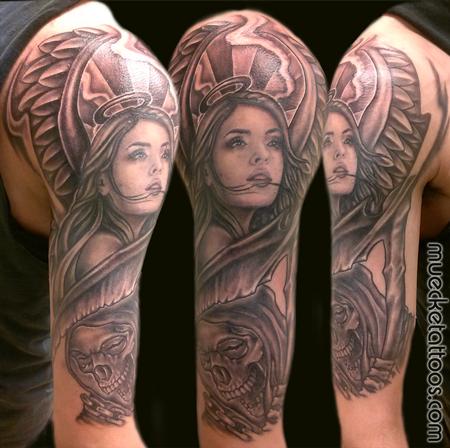 George Muecke - Muecke Tattoo, Angels Devils Sleeve In Progress